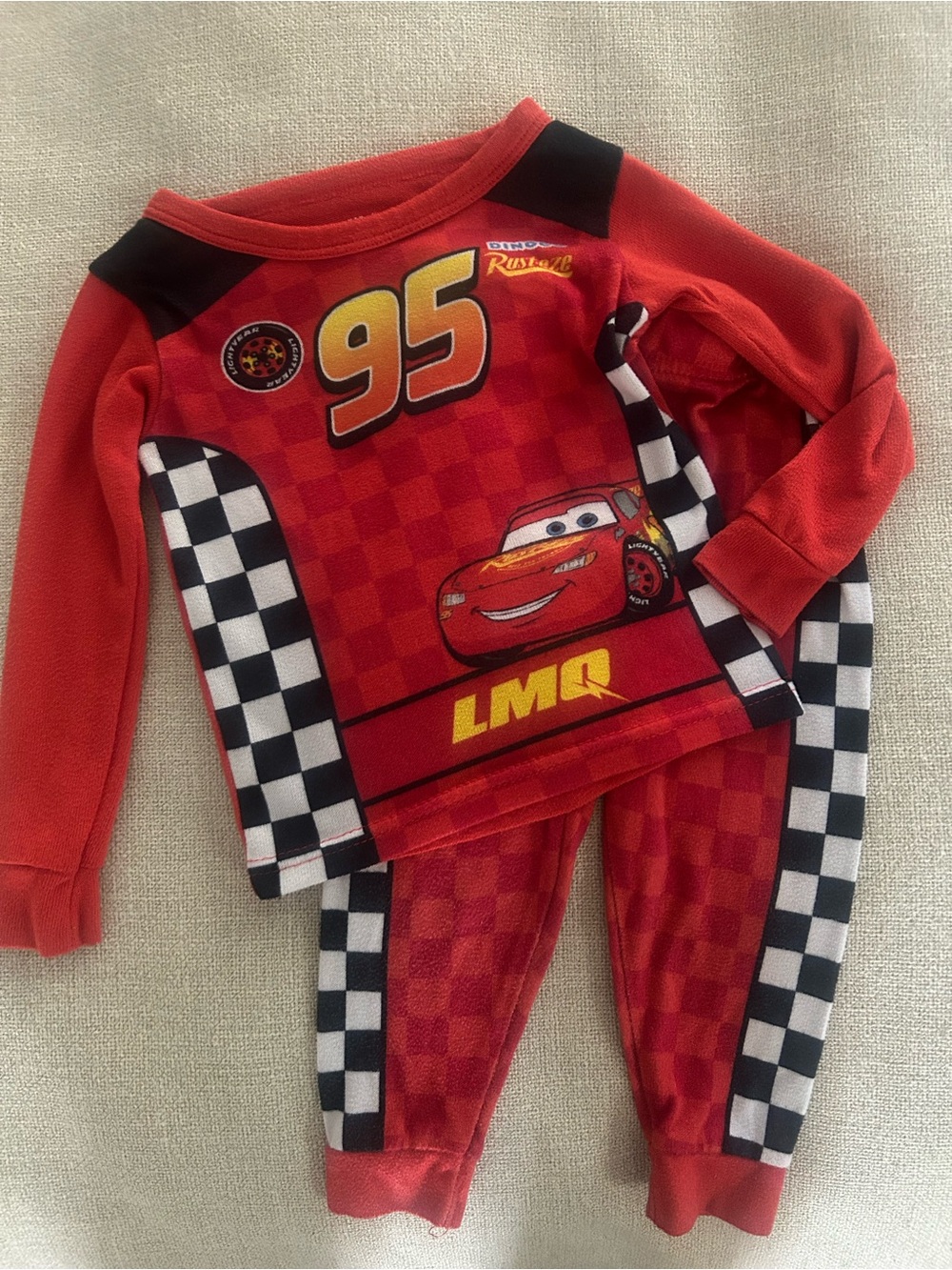 Disney Red Lightning McQueen 95 Pajama Set with Checkered Sides